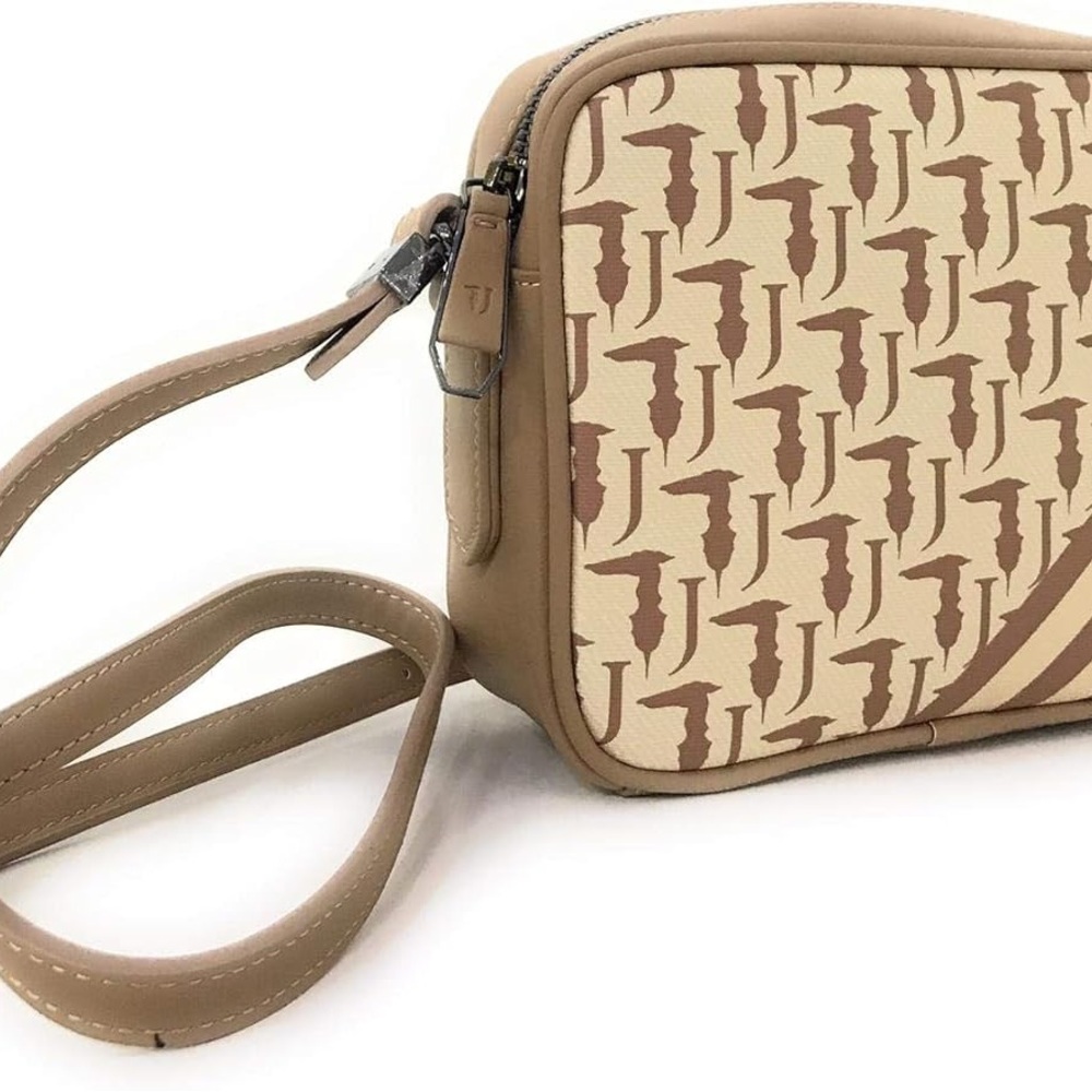 NWOT Trussardi Vanilla Cross Body Logo Monogram Stripes, Women's Shoulder Bag